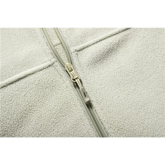 Men's Soft Polar Fleece Jacket with Pockets Lightweight Outdoor Light Grey Color - Picture 5 of 9